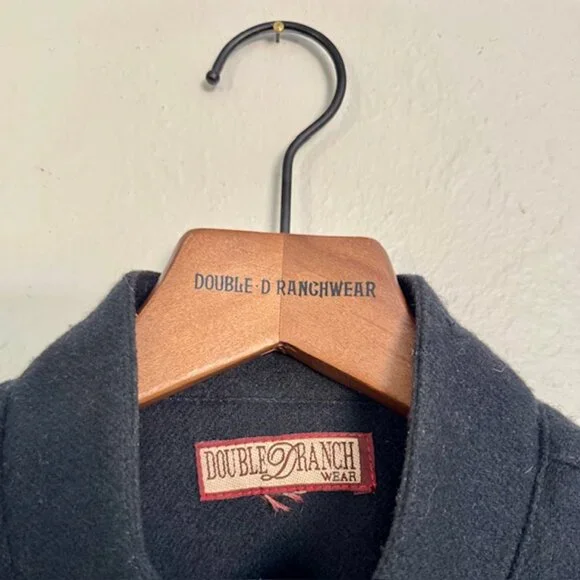 Double D Ranch Wear Blue Wool appliqued Vest, no size tag, assume XS - Picture 7 of 9